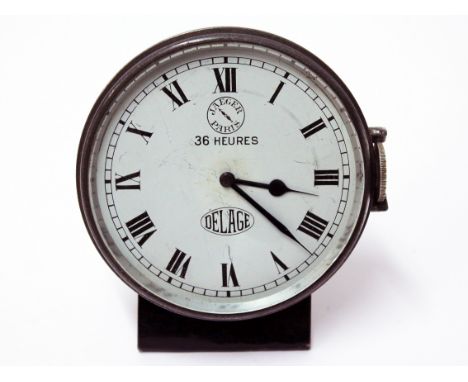 A French vintage Jaeger car clock for a Delage. Diam. 8.5cm. Condition - very good, appears to be working but not sold with g