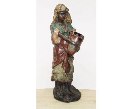 A plaster lamp base. H70cm. Condition - good, minor chips and loss to decoration.