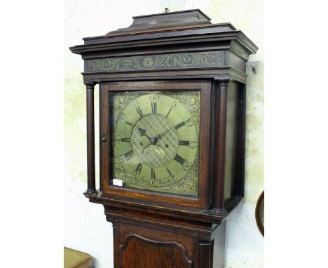 A Georgian oak long case clock, the brass dial 'Coats Wigan. H223cm