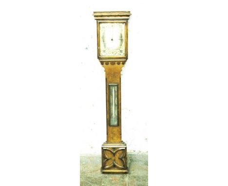 An oak stick barometer. L89cm