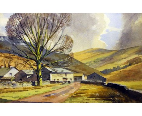 S Buckley. Trough of Bowland. Watercolour. 51cm x 35cm. Signed. Together with Henry W Bracken. Landscapes. Watercolours. Pair