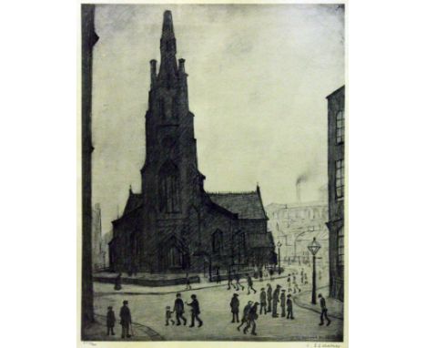 Laurence Stephen Lowry RA (1887 - 1976). St Simons Church. Ltd edition colour print no. 277/300. 30cm x 40cm. Signed in penci