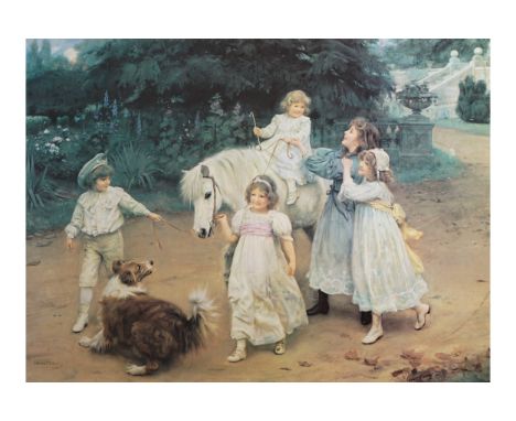 AFTER ARTHUR J. ELSLEYChildren playing with a ponyPrint45 x 61 cm.