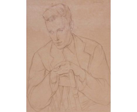 AR Arthur William Heinzellman (1890-1965), Portrait of a seated man, conte drawing, signed and dated 35 top right, 46 x 34cm