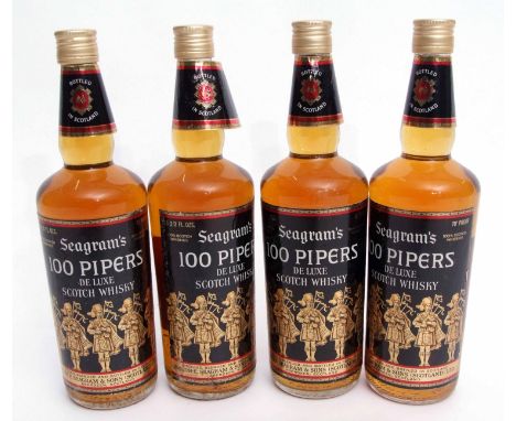 Seagrams 100 Pipers de luxe Scotch whisky, 26 2/3 fl oz, 70% proof, (4)