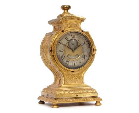 Fine and rare early 18th century French formerly verge gilt brass mantel timepiece, Henry Sully A Versailles, Invenit AO 1721