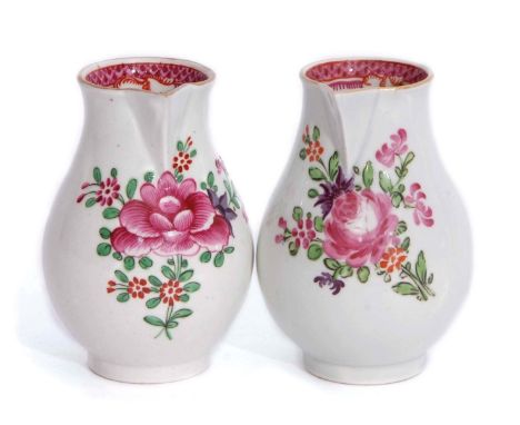 Two Worcester sparrowbeaks, both decorated in a Compagnie des Indie pattern circa 1780, 9cm high (2)
