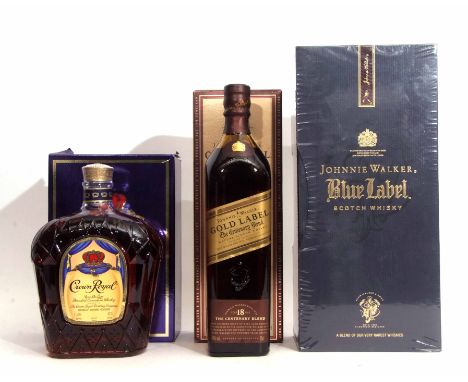 Johnnie Walker Gold Label "The Centenary Blend" mature Scotch whisky aged 18 years, 75cl boxed, Johnnie Walker Blue Label Sco