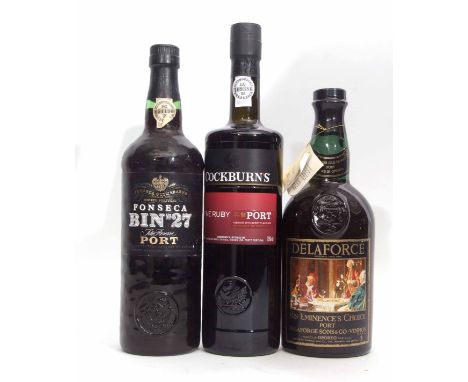 Cockburn's Fine Ruby Port, "His Eminence's Choice" Port, Fonseca Bin 27 Fine Reserve Port, 1 bottle of each (2)