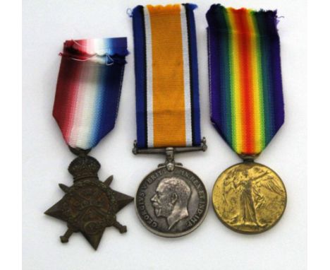 WWI KIA trio comprising 1914 Star, British War Medal and Victory Medal, impressed to 3-6972 Pte G Millar, 1/Gord: Highrs, the