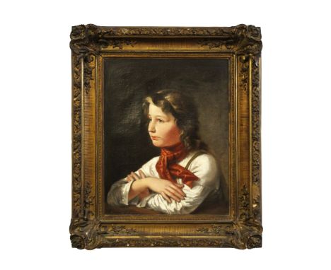 Circle of Friedrich Ritter von Amerling (1803-1887) Head and shoulders portrait of a child, oil on canvas 56 x 45cm