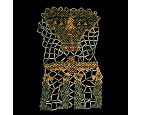 Late Period, Ca. 663-323 BC. An ancient Egyptian mummy shroud of beadwork from the chest of a mummified person, consisting of