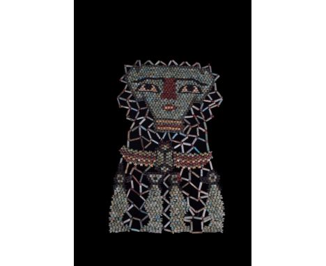 Late Period, Ca. 664-332 BC. An ancient Egyptian mummy shroud of beadwork from the chest of a mummified person, consisting of