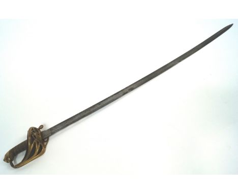 A 19th Century Colonial wars Queen Victoria 1845 / 54 pattern officers infantry sword having a pierced and folding half baske