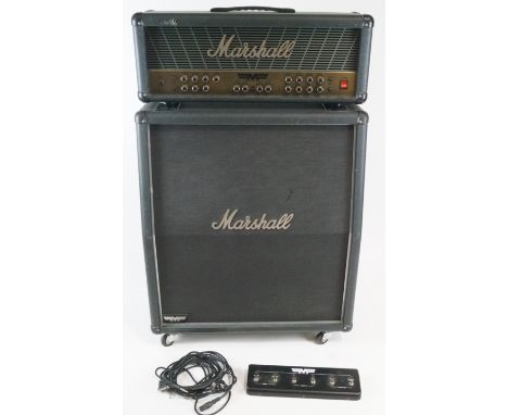 A Marshall mode four two part amplifier of large proportion, with a matching WAWA board, 119cm high (max)