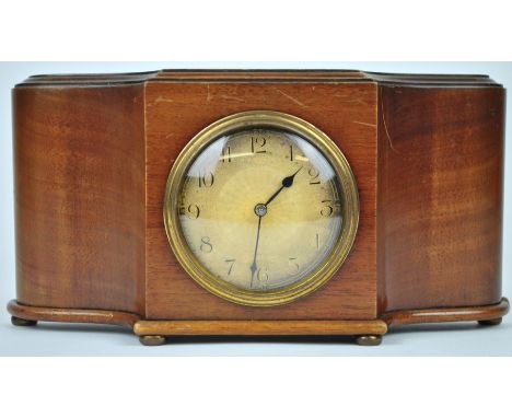 French (retailer R M Seale, Lowestoft) platform escapement clock, in a shaped front mahogany case, set a gilt Arabic dial, 1