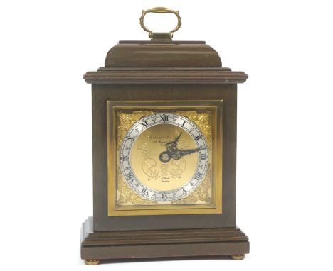 An Elliot eight day gilt and mahogany mantel clock, retailed by 'Garrard &amp; Co, London', in the 18th century style, the gi