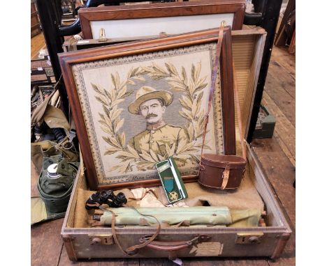 Scouting Interest - a tapestry, Major General Baden Powell;&nbsp; a Scouting medal, 1976, cased;&nbsp; a set of Lumiere binoc