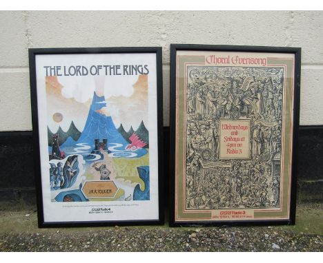 Two BBC Radio posters including Lord of the Rings, framed and glazed