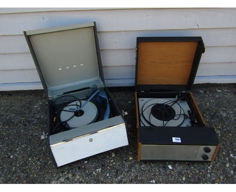 A Bush portable record player and another teak cased example (2)