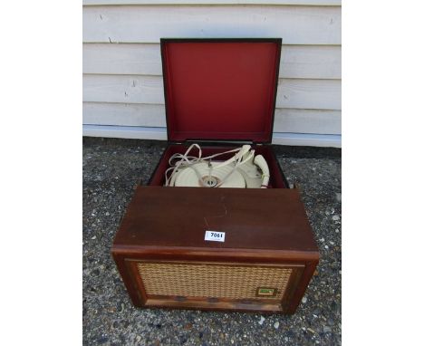 A 1950s HMV wooden cased record player