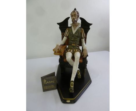 Nadal Don Quixote figurine seated on wooden plinth model 255001 700/2000 limited edition, to include certificate,  53cm (h)