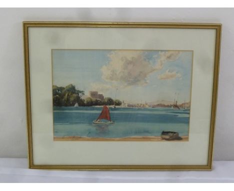 Norman Howard framed and glazed watercolour of Poole Harbour, signed bottom left, 24 x 35.5cm