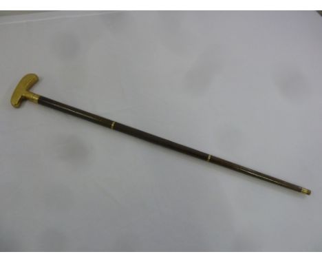 Walking stick in the form of a golf club engraved John Q. Adams to include a glass flask