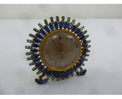 Swiza 8 day alarm clock with coloured stone frame
