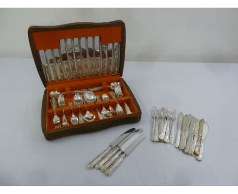 A cased canteen of Kings pattern silver plated flatware for eight place settings to include fish eaters
