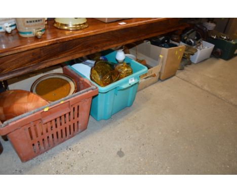 Six boxes of various sundries, household items kitchen scales etc. 