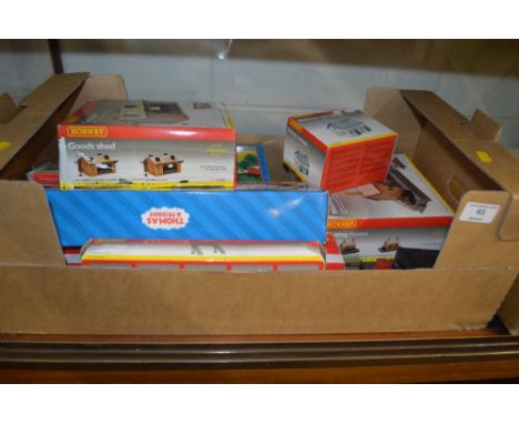 A box containing model railway including Thomas the Tank Engine