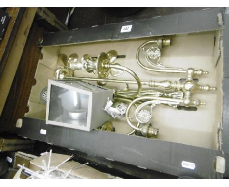 BRASS CEILING LIGHT AND A WALL LIGHT