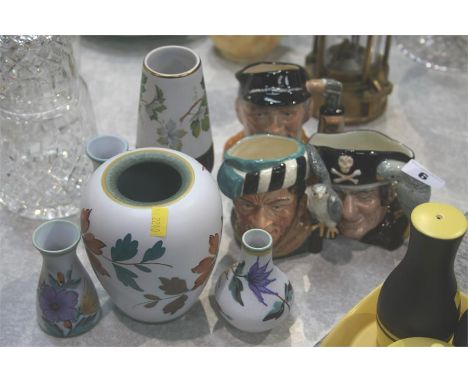 Three Royal Doulton Toby jugs and assorted Radford china