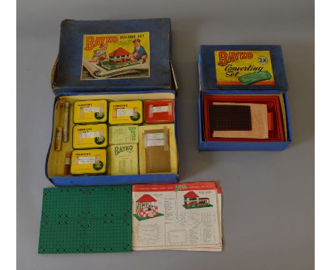 Two Bayko sets: #2 Building Set; #2X Converting Set. In P boxes, not checked if complete. 