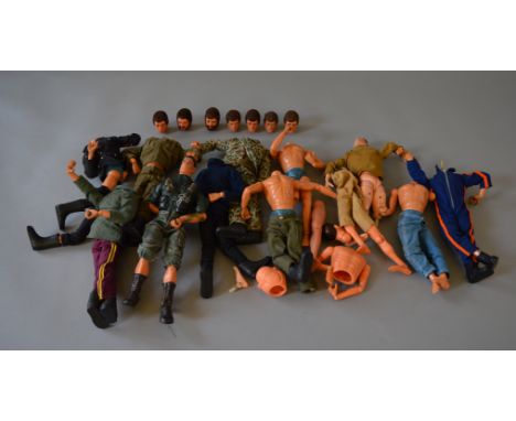 Selection of mostly Palitoy Action Man figures, nearly all with heads and some limbs detached. 