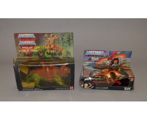 Mattel Masters of the Universe: Battle Cat, VG in G box; Zoar, VG in F box. (2)