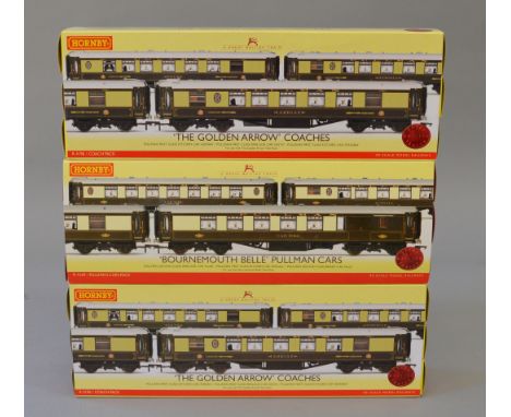 OO Gauge Hornby 3 x coach packs. R.4169 "Bournemouth Belle" Pullman coaches & 2 x R.4196 "The Golden Arrow" Pullman coaches. 