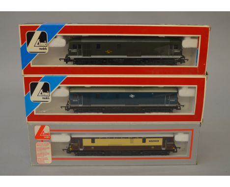 OO Gauge. Lima 3 x Class 73 electric locomotives. BR green E6003, BR blue E6012 & 73101 Pullman Livery "The Royal Alex". All 