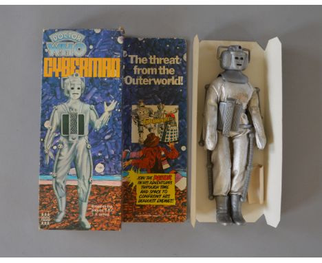 Denys Fisher/Mego Doctor Who Cyberman, G but silver suit is worn, in G Denys Fisher picture box with consumer leaflet.