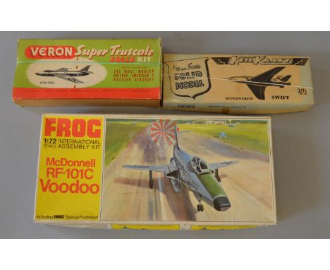 3 boxed vintage Frog, Veron and Keilkraft aeroplane model kits, boxed.