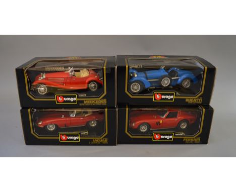 Four Bburago 1:18 scale diecast models: #3020; #3016; #3011; #3005. All VG, boxed. (4)