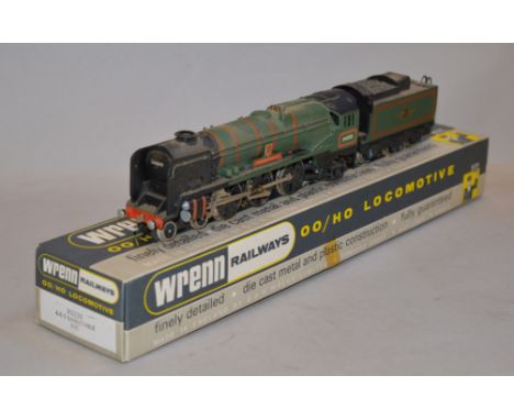 OO Gauge Wrenn W2235 BR green rebuilt Bullied pacific "Barnstaple". Some paint chips to loco, scratch to R/H side of tender. 