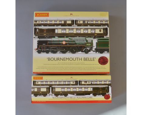 OO Gauge. Hornby. R.2300 "Bournemouth Belle" train pack. BR Merchant Navy "New Zealand Line" & 3 Pulman coaches, together wit