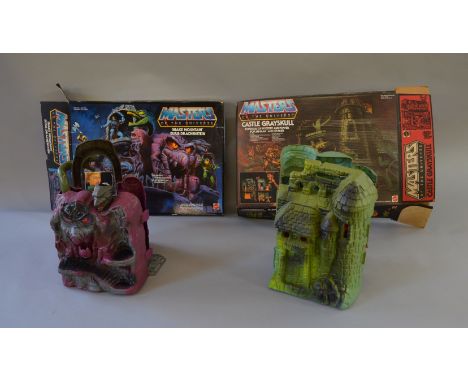 Mattel Masters of the Universe: Castle Greyskull with box; Snake Mountain with box and shipping carton. Incomplete. (2) [COLL