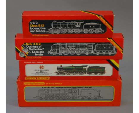 OO Gauge. Hornby. 4 x locomotives. R.150 LNER B12/13, R.761 "Kneller Hall", R.066 LMS Duchess "Duchess of Sutherland" & R.552