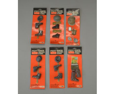 Palitoy Action Man Quarter-Masters Stores, six sealed sets. E on G-VG cards. From a Palitoy employee. (6)