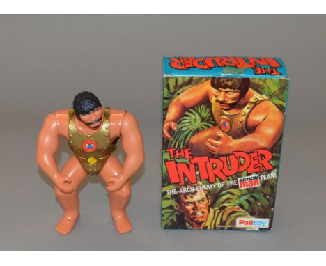 Palitoy Action Man The Intruder. VG, plastic on shoulders separating slightly, in VG box, tape with slight surface tear to to
