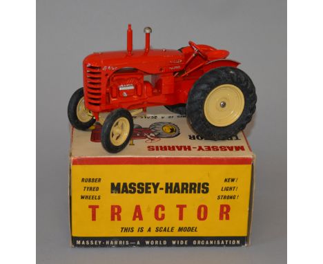 Matchbox early Lesney Toys large scale Massey Harris Tractor - red body with silver trim, original air filter and exhaust sta