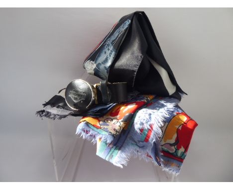 A Quantity of Ladies Scarves (approx 38), together with two pairs of Dsquared2 sunglasses, a Harley Davidson belt and a Mosch